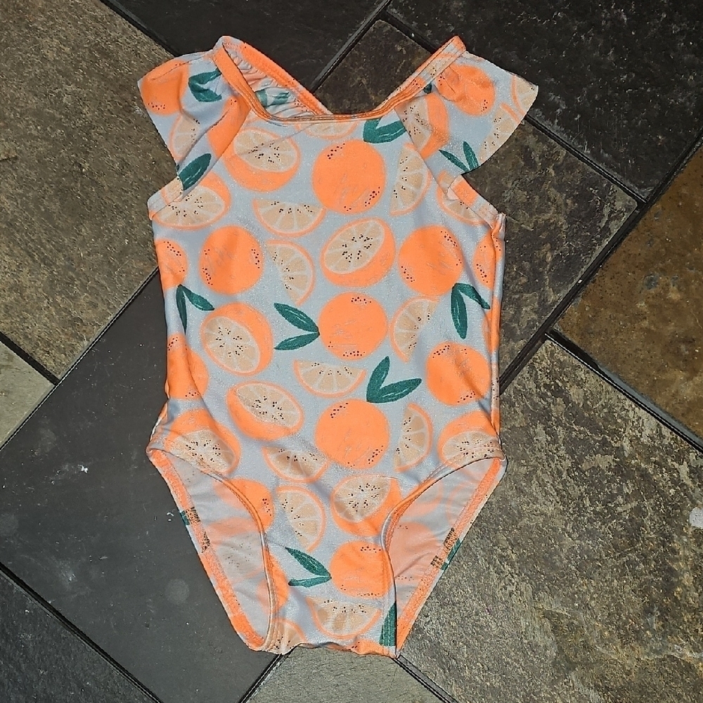Nwot Orange Fruit Print Swimsuit